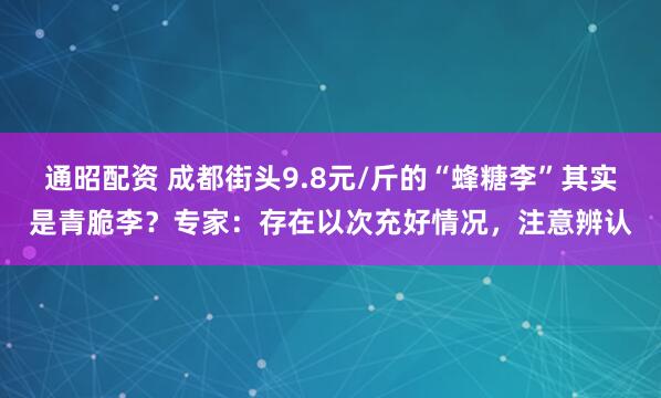 通昭配资 成都街头9.8元/斤的“蜂糖李”其实是青脆李？专家：存在以次充好情况，注意辨认