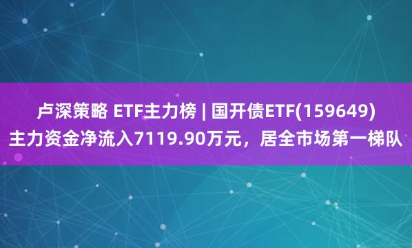卢深策略 ETF主力榜 | 国开债ETF(159649)主力资金净流入7119.90万元，居全市场第一梯队