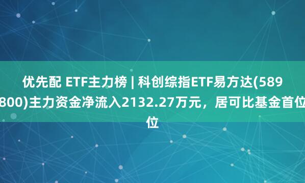 优先配 ETF主力榜 | 科创综指ETF易方达(589800)主力资金净流入2132.27万元，居可比基金首位