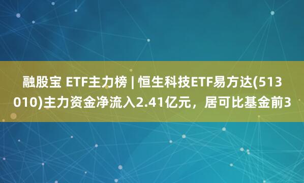 融股宝 ETF主力榜 | 恒生科技ETF易方达(513010)主力资金净流入2.41亿元，居可比基金前3